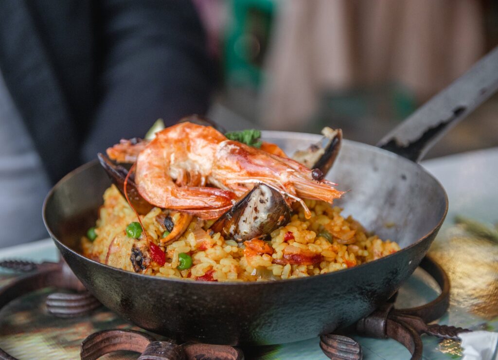 Cooked Food on Black Bowl
